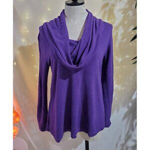Fresh Produce Cowl Neck Purple Long Sleeve Knit Pullover Sweater Womens Size XS